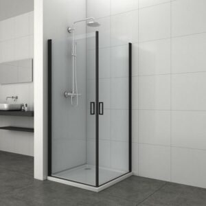 Душ кабина ELITE BLACK, квадратна, в черно, с две отваряеми врати